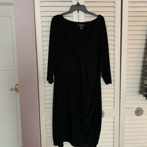 EUC Ralph Lauren Black Ruched Dress